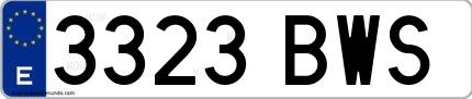 Ejemplo de matrícula española 3323 BWS