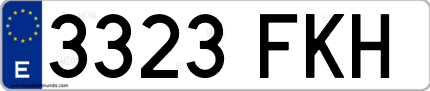 Ejemplo de matrícula de coche ordinaria 3323 FKH