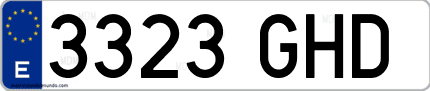 Ejemplo de matrícula de coche ordinaria 3323 GHD