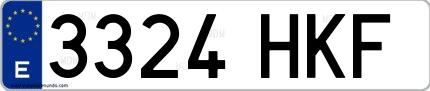 Ejemplo de matrícula española 3324 HKF