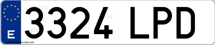 Ejemplo de matrícula de coche ordinaria 3324 LPD