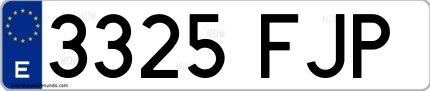 Ejemplo de matrícula de coche ordinaria 3325 FJP