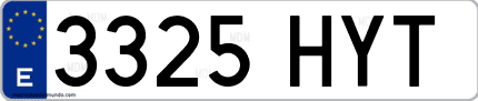 Ejemplo de matrícula de coche ordinaria 3325 HYT