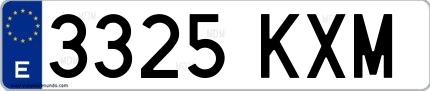 Ejemplo de matrícula española 3325 KXM
