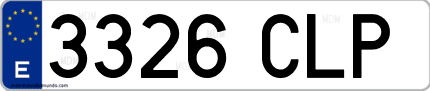 Ejemplo de matrícula de coche ordinaria 3326 CLP