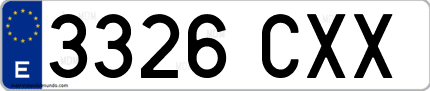 Ejemplo de matrícula de coche ordinaria 3326 CXX