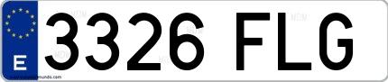 Ejemplo de matrícula española 3326 FLG