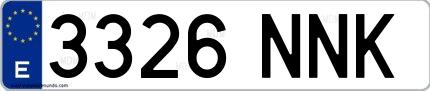 Ejemplo de matrícula española 3326 NNK