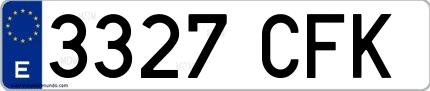 Ejemplo de matrícula española 3327 CFK