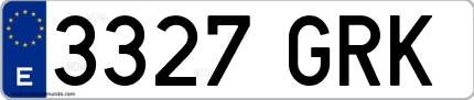 Ejemplo de matrícula de coche ordinaria 3327 GRK