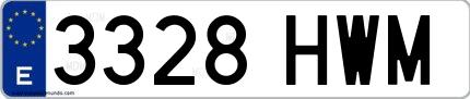 Ejemplo de matrícula española 3328 HWM