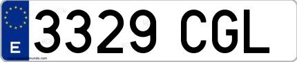 Ejemplo de matrícula de coche ordinaria 3329 CGL
