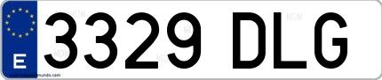 Ejemplo de matrícula española 3329 DLG