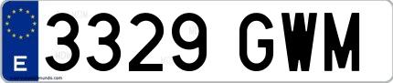Ejemplo de matrícula española 3329 GWM