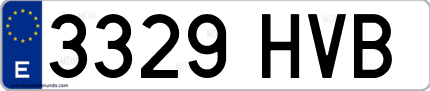 Ejemplo de matrícula de coche ordinaria 3329 HVB