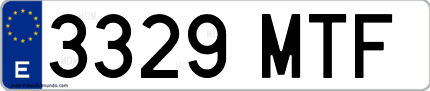Ejemplo de matrícula de coche ordinaria 3329 MTF