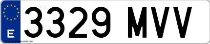 Ejemplo de matrícula española 3329 MVV