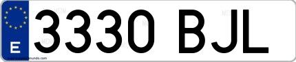 Ejemplo de matrícula española 3330 BJL