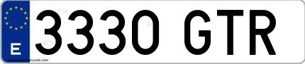 Ejemplo de matrícula española 3330 GTR