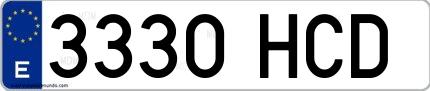 Ejemplo de matrícula española 3330 HCD