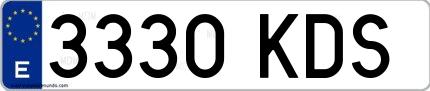 Ejemplo de matrícula española 3330 KDS
