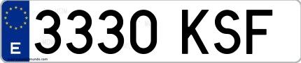 Ejemplo de matrícula española 3330 KSF
