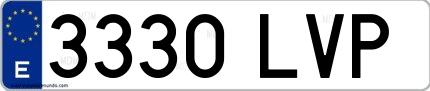 Ejemplo de matrícula española 3330 LVP