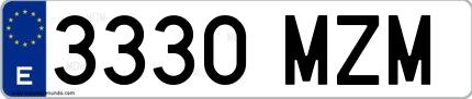 Ejemplo de matrícula española 3330 MZM