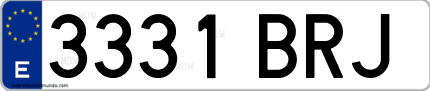 Ejemplo de matrícula de coche ordinaria 3331 BRJ