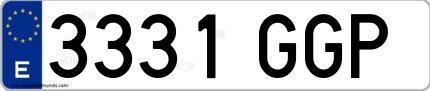 Ejemplo de matrícula española 3331 GGP