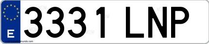 Ejemplo de matrícula española 3331 LNP
