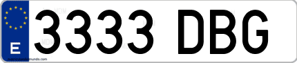 Ejemplo de matrícula de coche ordinaria 3333 DBG