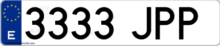 Ejemplo de matrícula de coche ordinaria 3333 JPP