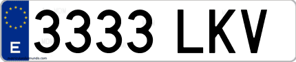 Ejemplo de matrícula de coche ordinaria 3333 LKV