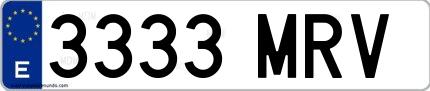 Ejemplo de matrícula española 3333 MRV