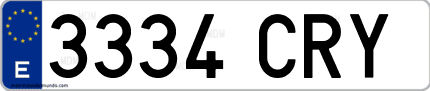Ejemplo de matrícula de coche ordinaria 3334 CRY