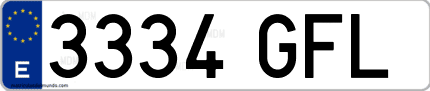 Ejemplo de matrícula de coche ordinaria 3334 GFL
