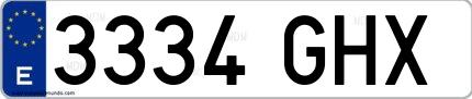 Ejemplo de matrícula española 3334 GHX