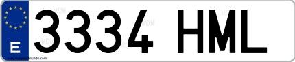 Ejemplo de matrícula española 3334 HML