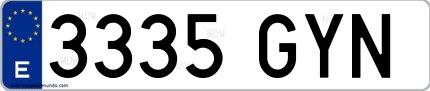 Ejemplo de matrícula española 3335 GYN