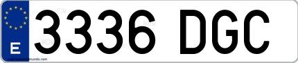 Ejemplo de matrícula española 3336 DGC