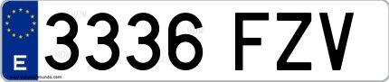 Ejemplo de matrícula española 3336 FZV