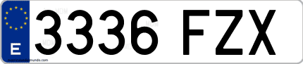 Ejemplo de matrícula de coche ordinaria 3336 FZX
