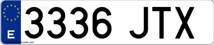 Ejemplo de matrícula española 3336 JTX