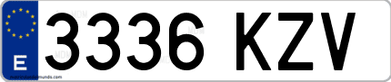 Ejemplo de matrícula de coche ordinaria 3336 KZV