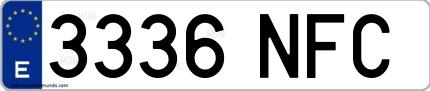 Ejemplo de matrícula española 3336 NFC