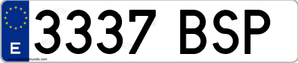 Ejemplo de matrícula de coche ordinaria 3337 BSP