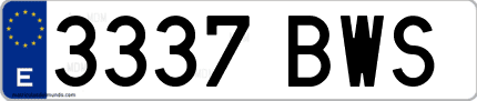 Ejemplo de matrícula de coche ordinaria 3337 BWS
