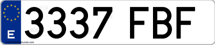 Ejemplo de matrícula de coche ordinaria 3337 FBF