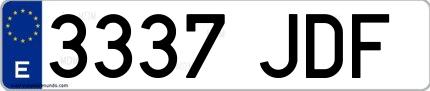 Ejemplo de matrícula española 3337 JDF